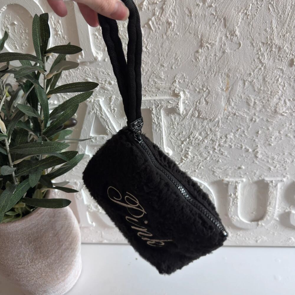 VS Pink Sherpa Cosmetic Wristlet - Picture 3 of 10